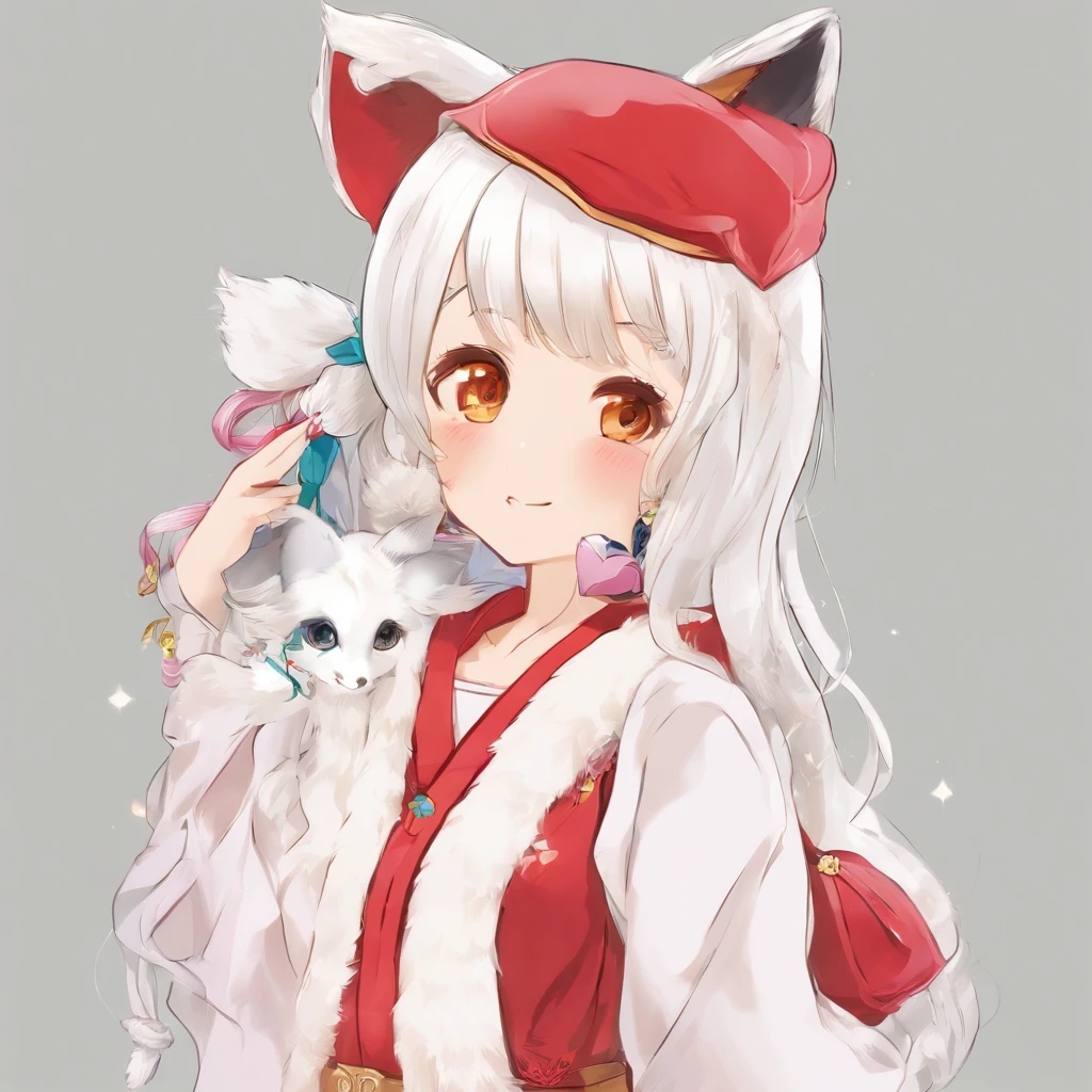 (fundo branco:1.4), (Silhouette of the head of a girl with fox ears, cabelos negros, olhos fechados, cabelos negros longos, with very elegant red coat and with pudôr, cabelo preto roupa de maga, O Deus Original), (anime illustration:1.3,japanesepopartstyle:1.3,),( Reasonable design, linhas claras, Alta nitidez, melhor qualidade, Very detailed, master part, Efeito de luz do filme, 4k ,Figuras de corpo inteiro coberto elegante)
