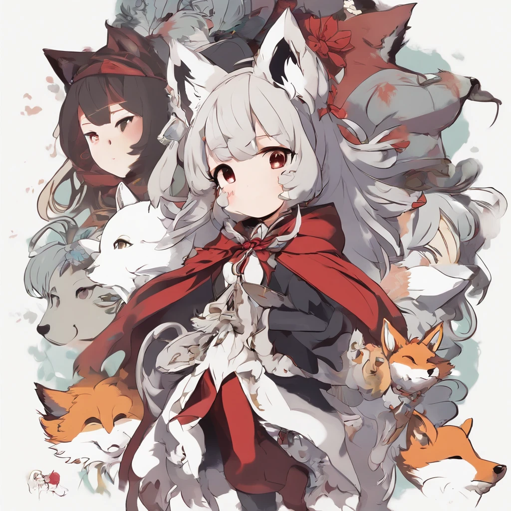 (masterpiece:1.2, best quality), age difference, 3girls, , , 10yoli, pe, small breast, white hair, (big white fox ears), ginger hair, (big ginger fox earlack hair, (big black fox ears), (white kimono), (black kimono), (red kimono), (topless:1.2), naked breast, nipple, hugging, blush, smile, shy, winter, snow, winter forest, anime minimalist, watercolor