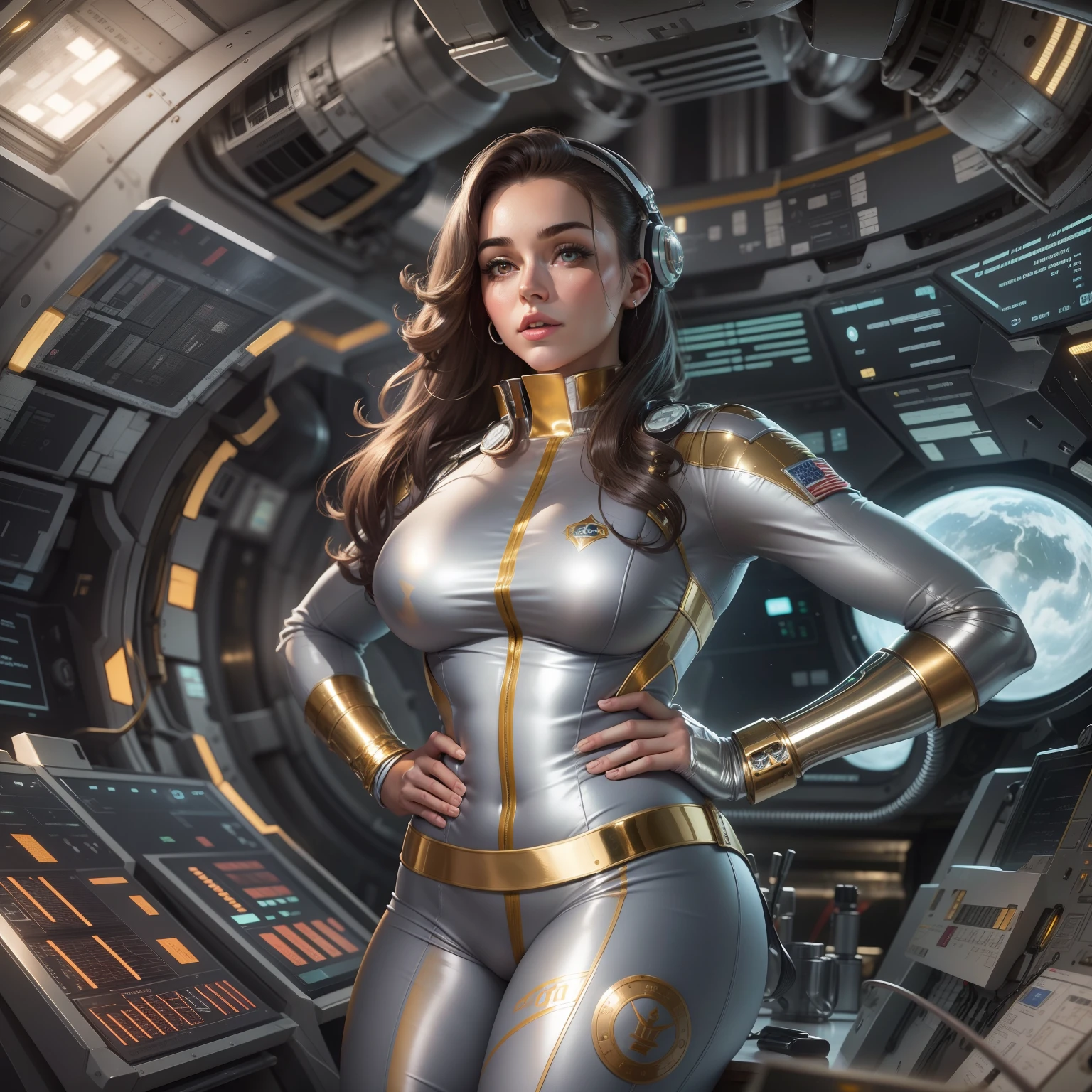 Woman in a black and gold costume standing in front of a circular object, star trek asian woman, mulher scifi, No estilo Star Trek 8K, Artgerm Julie Bell Beeple, de Star Trek 2021, as a retro futuristic heroine, futuristic glossy latex suit, Artgerm JSC, em uniforme completo da Frota Estelar