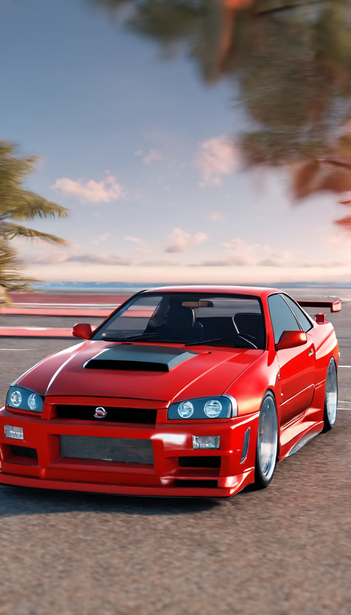 JDM Car, CAR Nissan R34,Car color Red Black, full body ,high