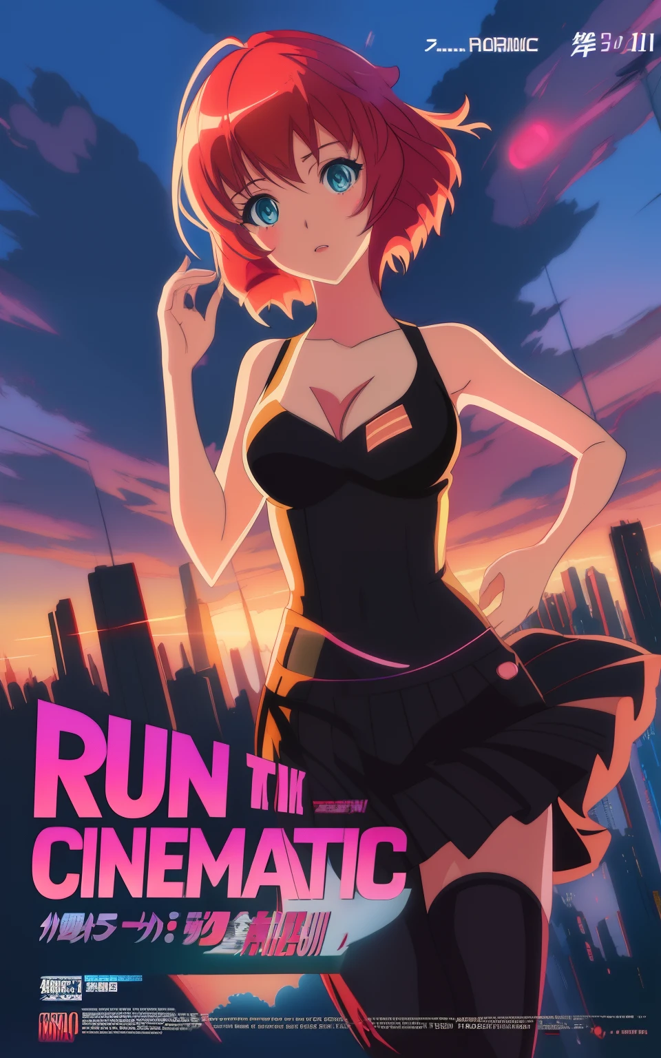 run to the cinematic poster, cinematic | | very anime!!!, the anime girl is running, art deco outrun anime aesthestic, cinematic | | very anime, anime movie poster, rin, anime movie, official fanart, anime poster, anime cover, ilya kuvshinov. 4 k, [ theatrical ], animation cinematic, movie promotional art, cinematic poster