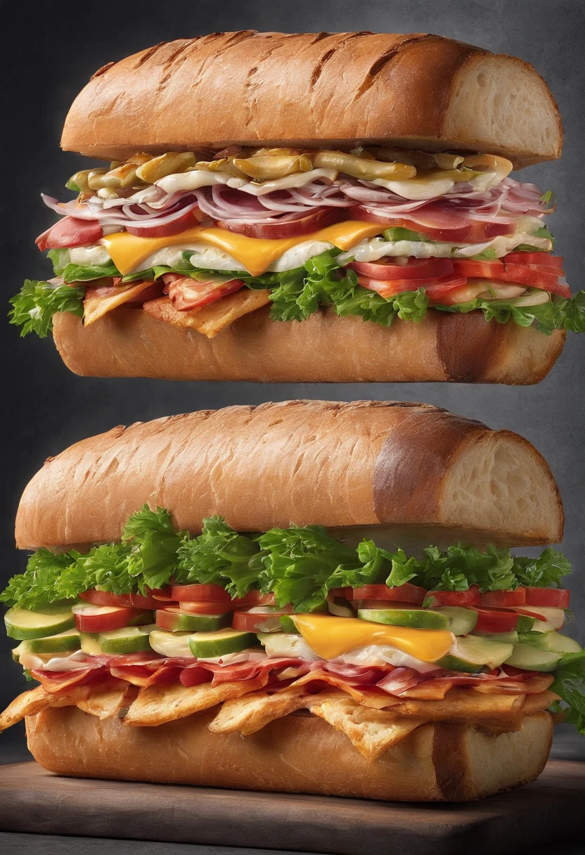 A billboard for a restaurant specializing in sandwiches and fast food