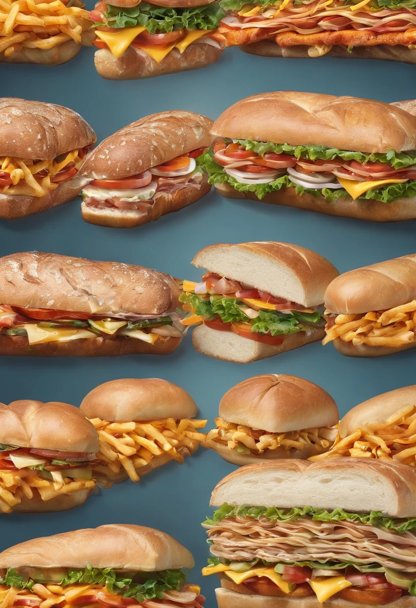 A billboard for a restaurant specializing in sandwiches and fast food