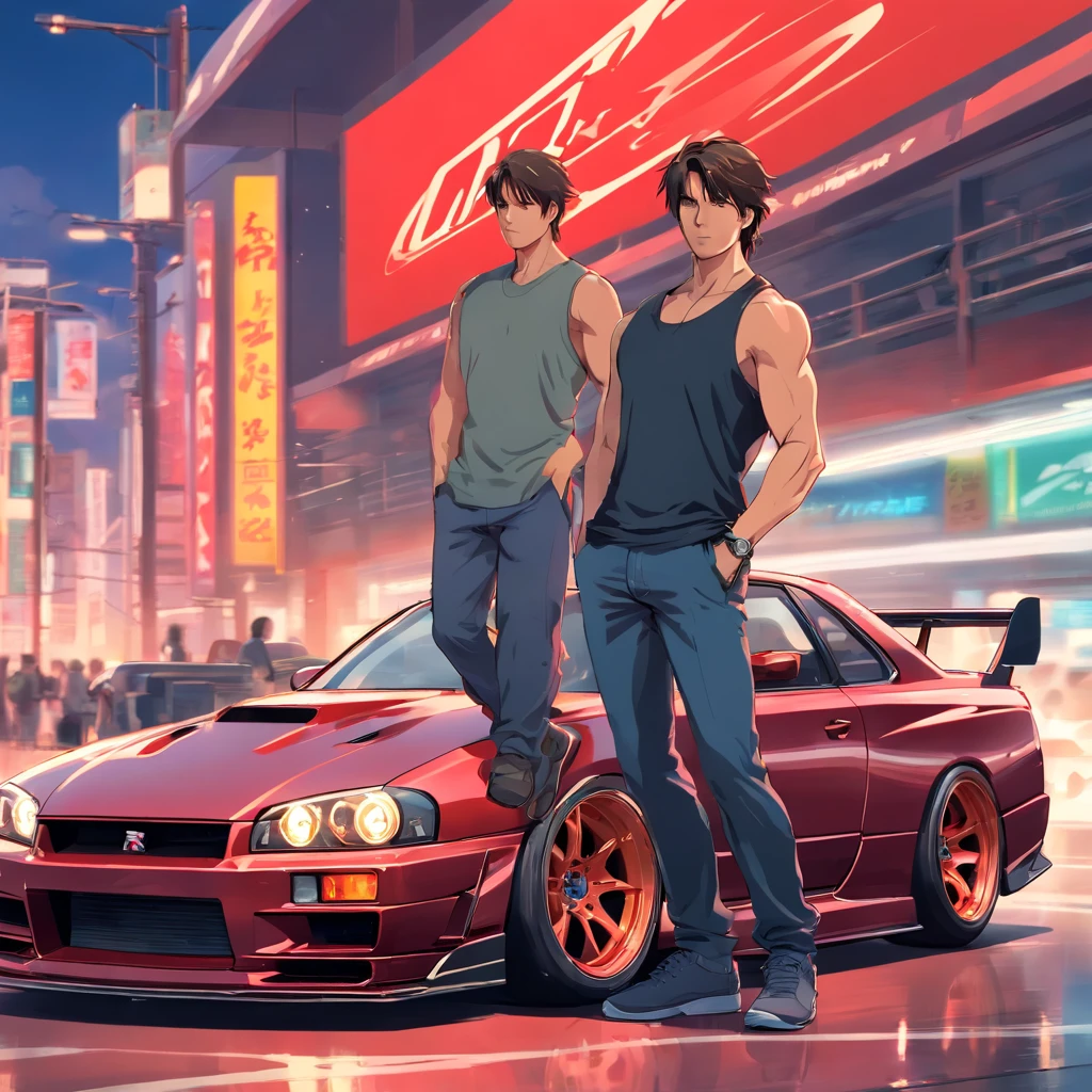Tom cruise and fast and furious, Nissan R34 , Car Color black perlesen Red