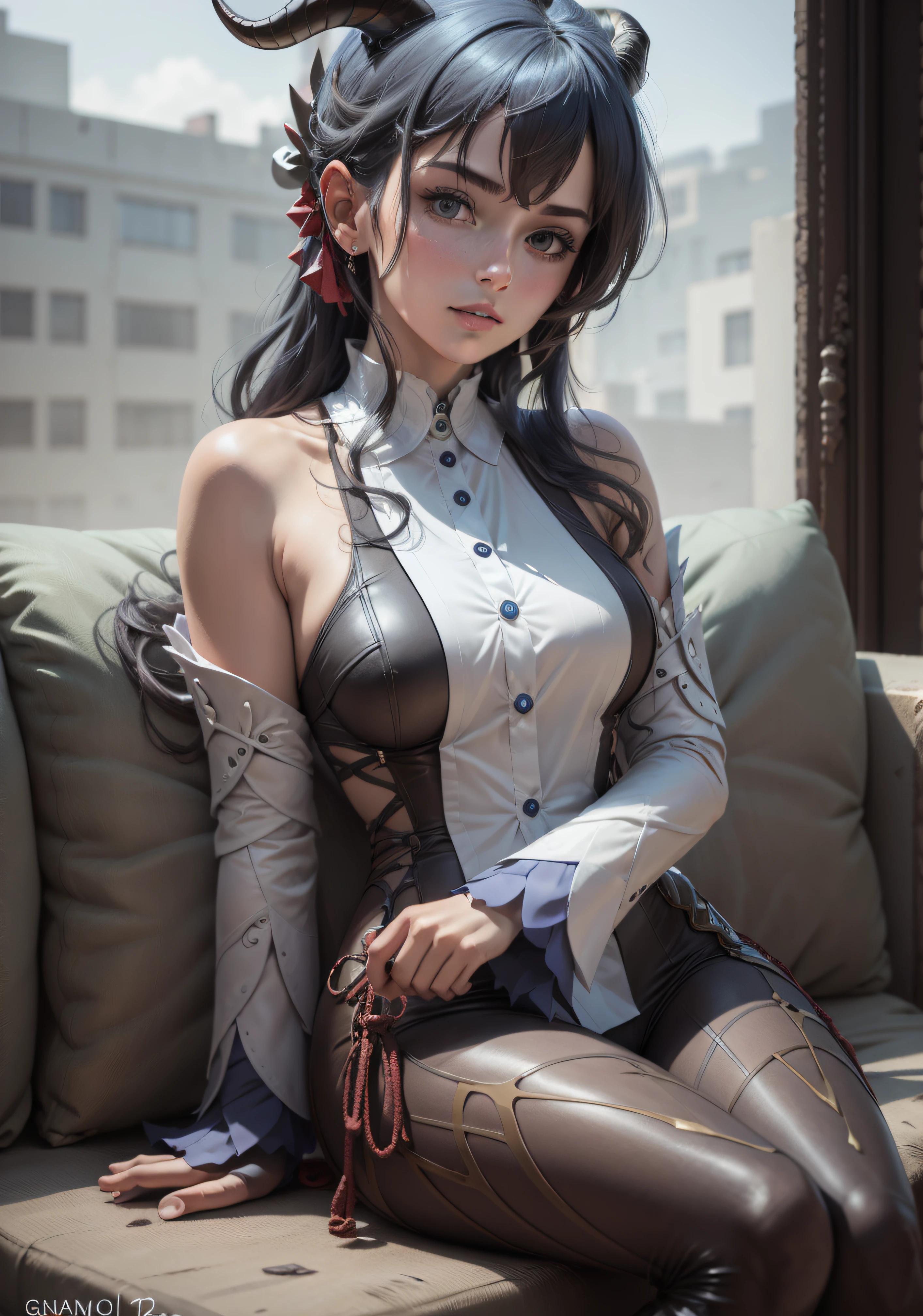 modern clothes(photorealistic:1.4), (masterpiece, sidelighting, finely detailed beautiful eyes: 1.2), masterpiece*portrait, realistic, 3d face,
ganyu \(genshin impact\), 1girl, ahoge,black gloves, black pantyhose, (blue hair), blush, breasts,gloves, horns, long hair, looking at viewer, medium breasts, sitting in blue supra mk4 on front seat