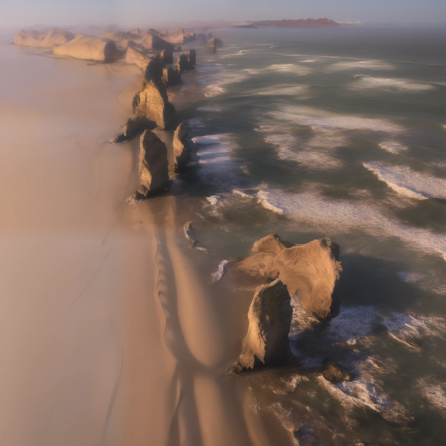 Sea landscape, medieval beach