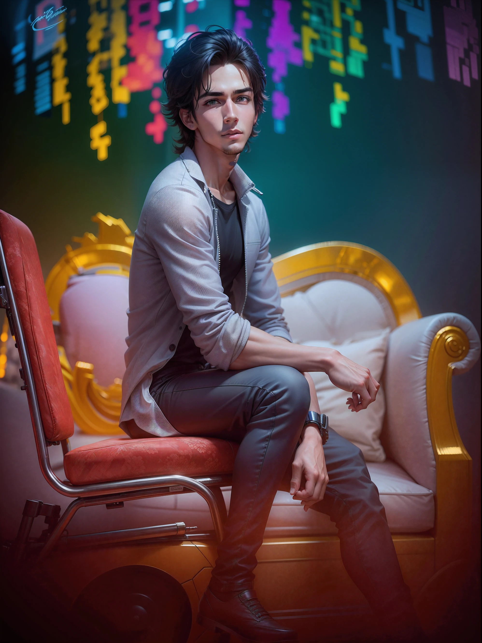 Change background cyber park handsome boy ultra realistic 8k hi regulation with the superbike