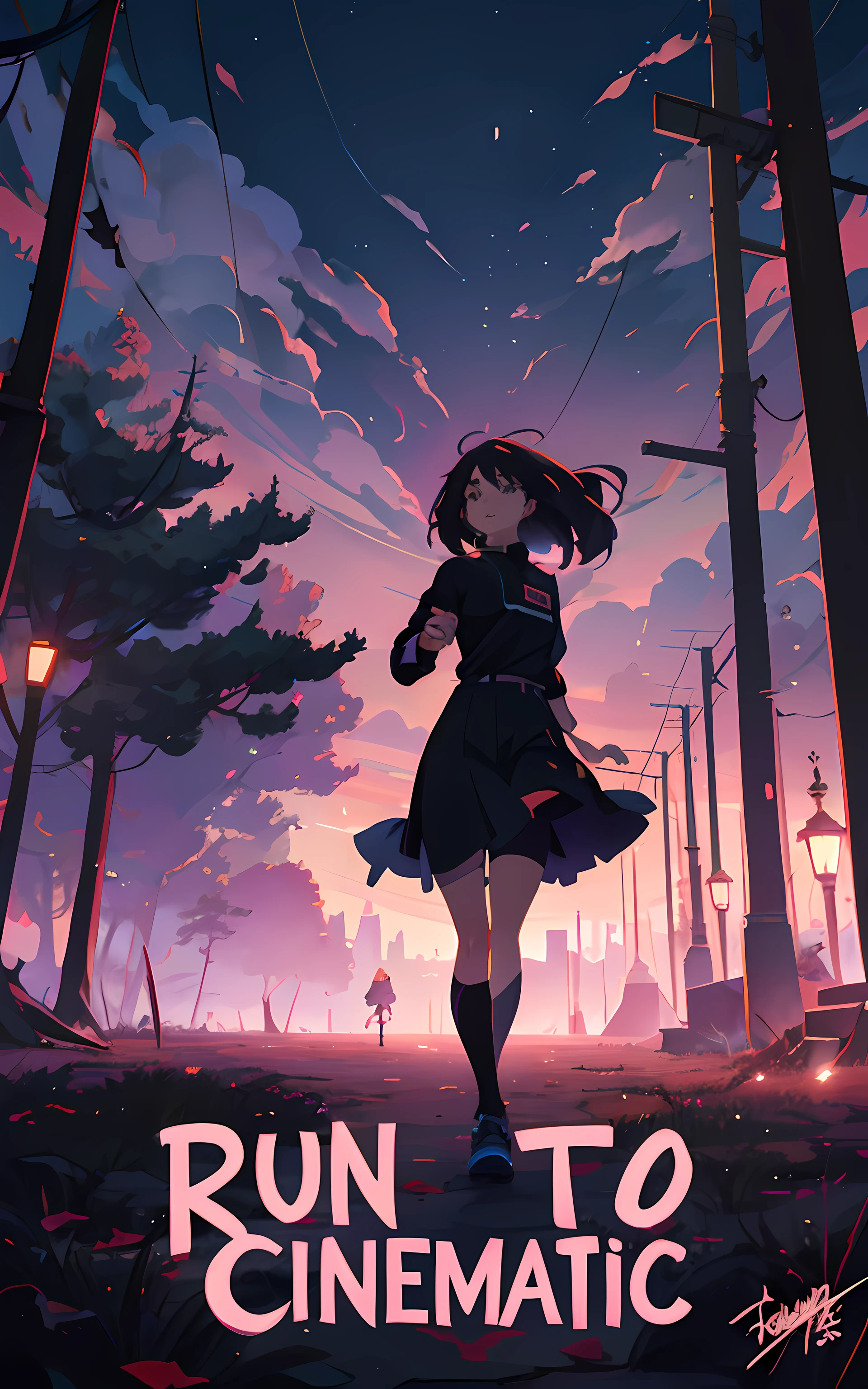 anime poster of a girl running through a forest with a sky background, anime style 4 k, anime art wallpaper 8 k, anime art wallpaper 4k, anime art wallpaper 4 k, 4k anime wallpaper, anime wallpaper 4 k, anime wallpaper 4k, anime styled digital art, anime style. 8k, anime style illustration, anime style artwork, 4 k manga wallpaper