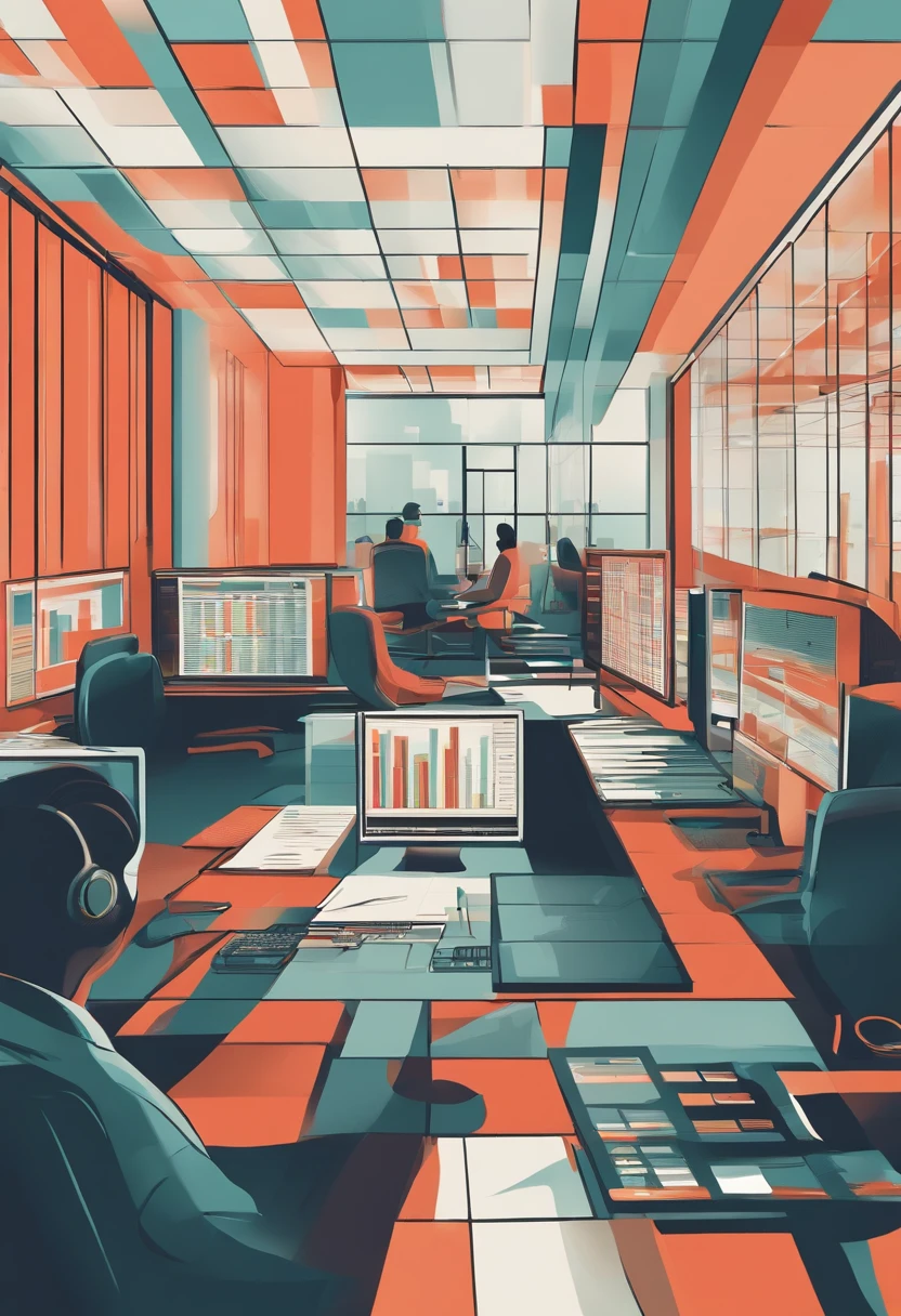 Create an illustration of a common spreadsheet of a company being replaced by a system