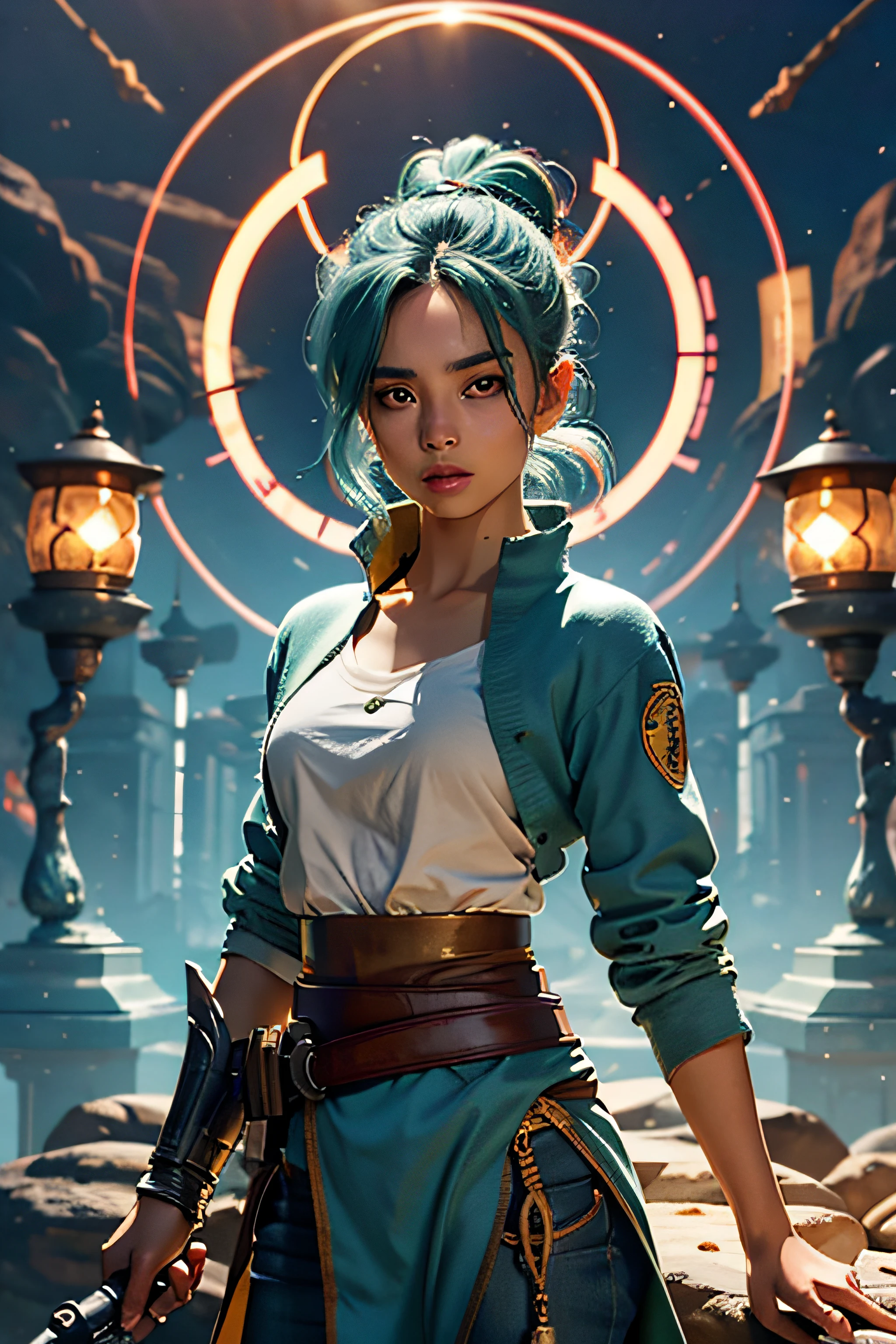 La mejor calidad, obra maestra, ultra-high-resolution, (fotorrealista: 1.4), bulma, arma, cara detallada,
1girl, solo, arma, escote, (Magical Circle: 1.2), bulma, parte superior del cuerpo, hermosa chica, cuerpo completo, arquitectura futurista, vaina, arquitectura,