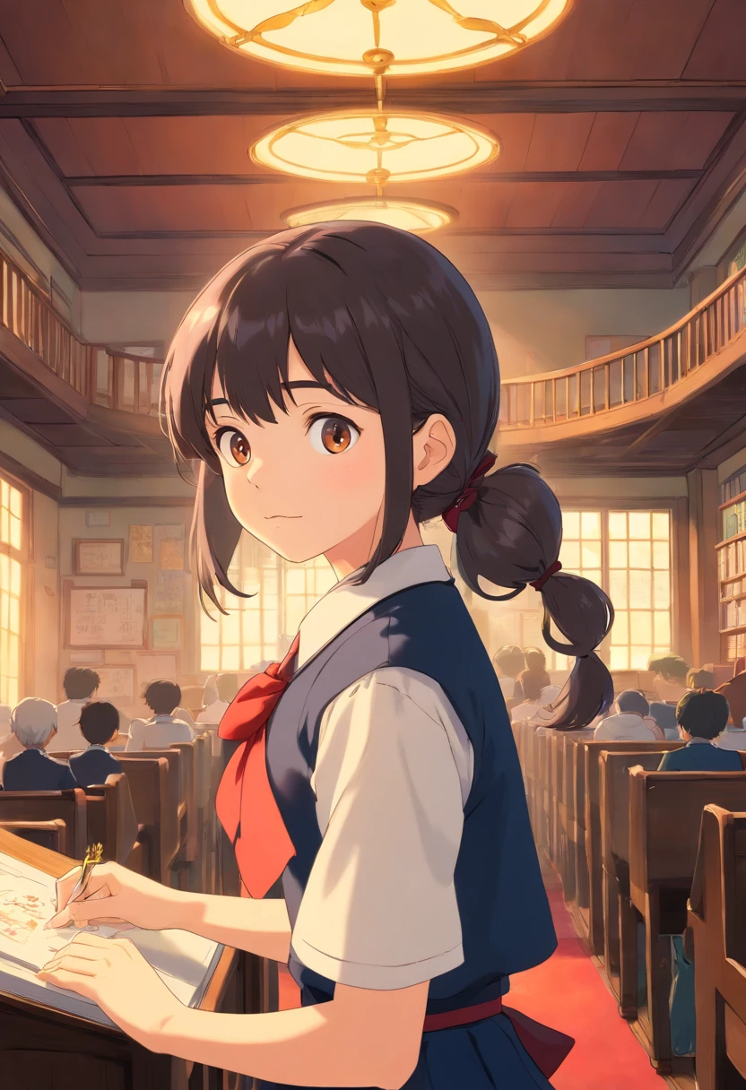 (masterpiece,newest,exceptional:1.2),1girl,black school uniform,classroom,