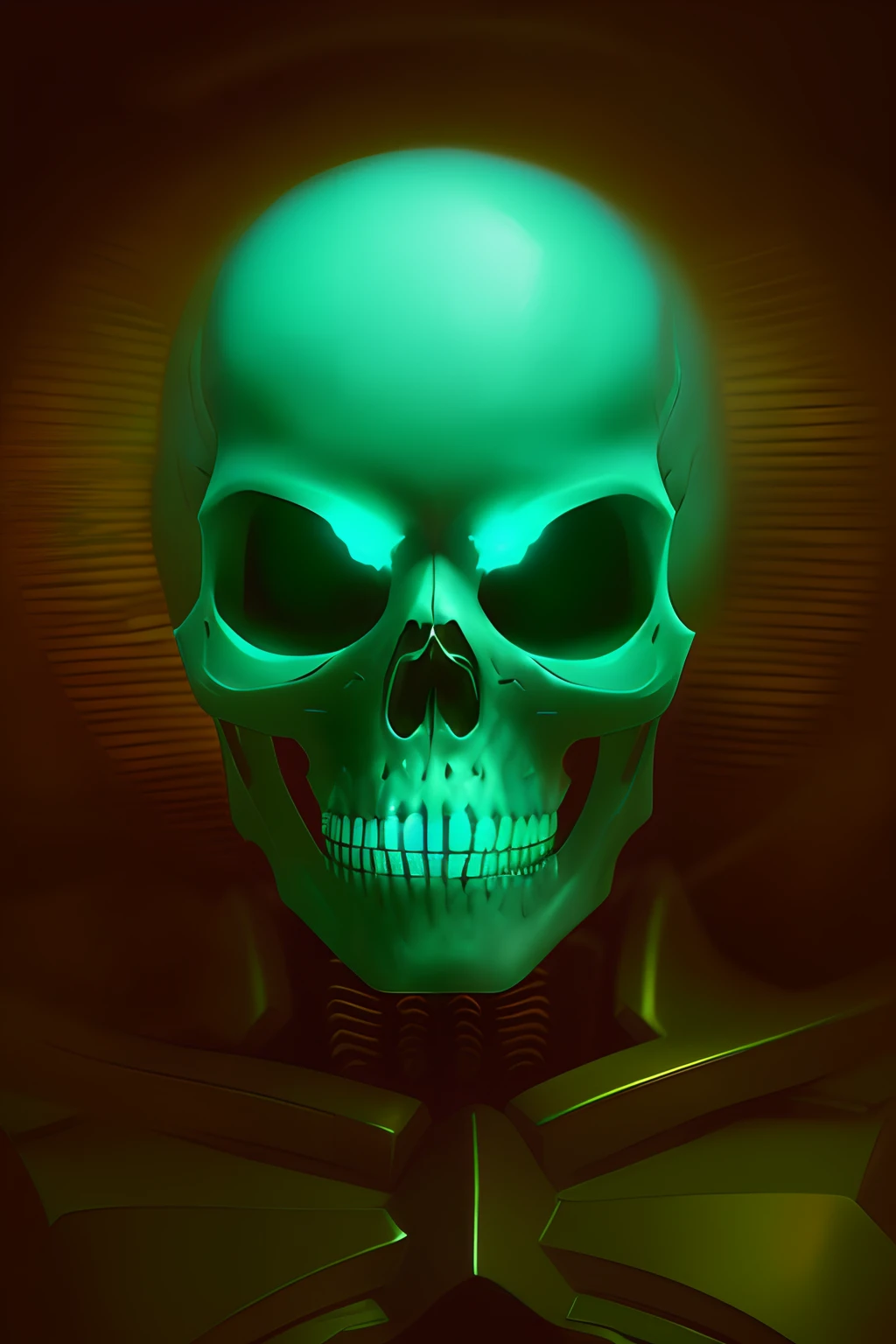 (cybernetics by emb-rrf2:1),(highly detailed:1.2),(best quality:1.2),(8k:1.2),sharp focus,(subsurface scattering:1.1),award-winning photograph,profile
(cyborg undead skeleton:1.2), empty eye sockets,bare skull with no skin,(bald:1.1), (bone:1.1), (horns made of twisted bone spikes:1.2),neon glow,face centered,(standing in a futuristic spaceport:1.3)
(very detailed background:1.2),(sci-fi horror:1.2), knollingcase,(dreamlikeart:1.2), dramatic lighting, by Jeremy Lipking Antonio J. Manzanedo greg rutkowski alphonse mucha wlop