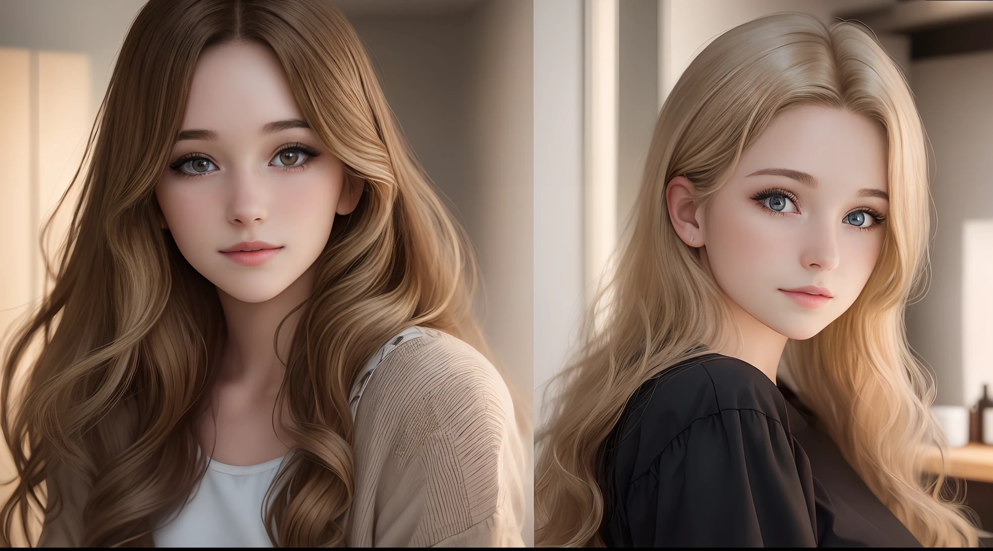 Photo of a live 25-year-old girl, Realistic, hair light, Brown, blond, Brown, Brown, Bright