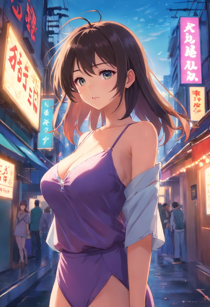 (Best quality,A high resolution,Masterpiece:1.2),(cinematic Film still from),(Dark and terrifying:1.0),Solo,(1girll),(An 18-year-old girl with semi-long hair and big breasts:1.2),(up-close),(The upper part of the body),(Sexy outfits:1.2),(In a love hotel),(depth of fields)