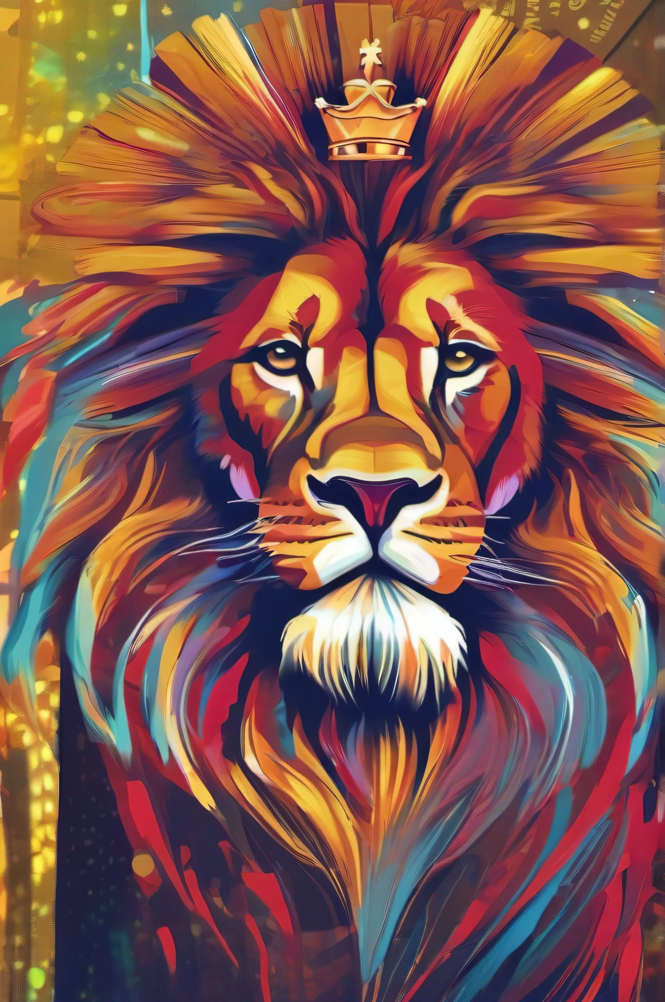 /imagine abstract king lion with a crown