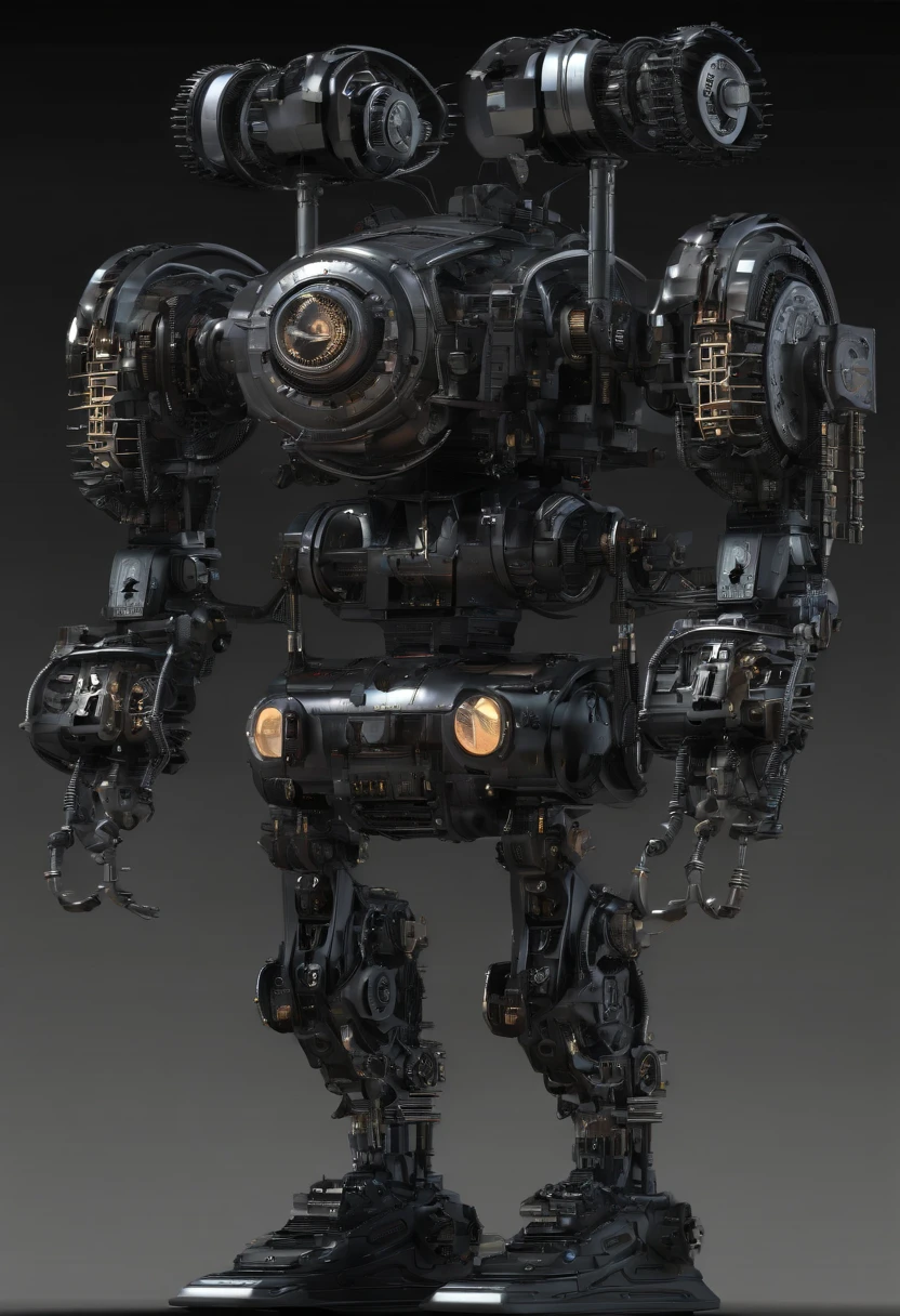 (Dark atmosphere:1.3),(steampunc:1.2),Front view,Retro,Dinosaur-like form,large tall,Majesty,illusory engine, High detail, Huge arms,Huge teeth