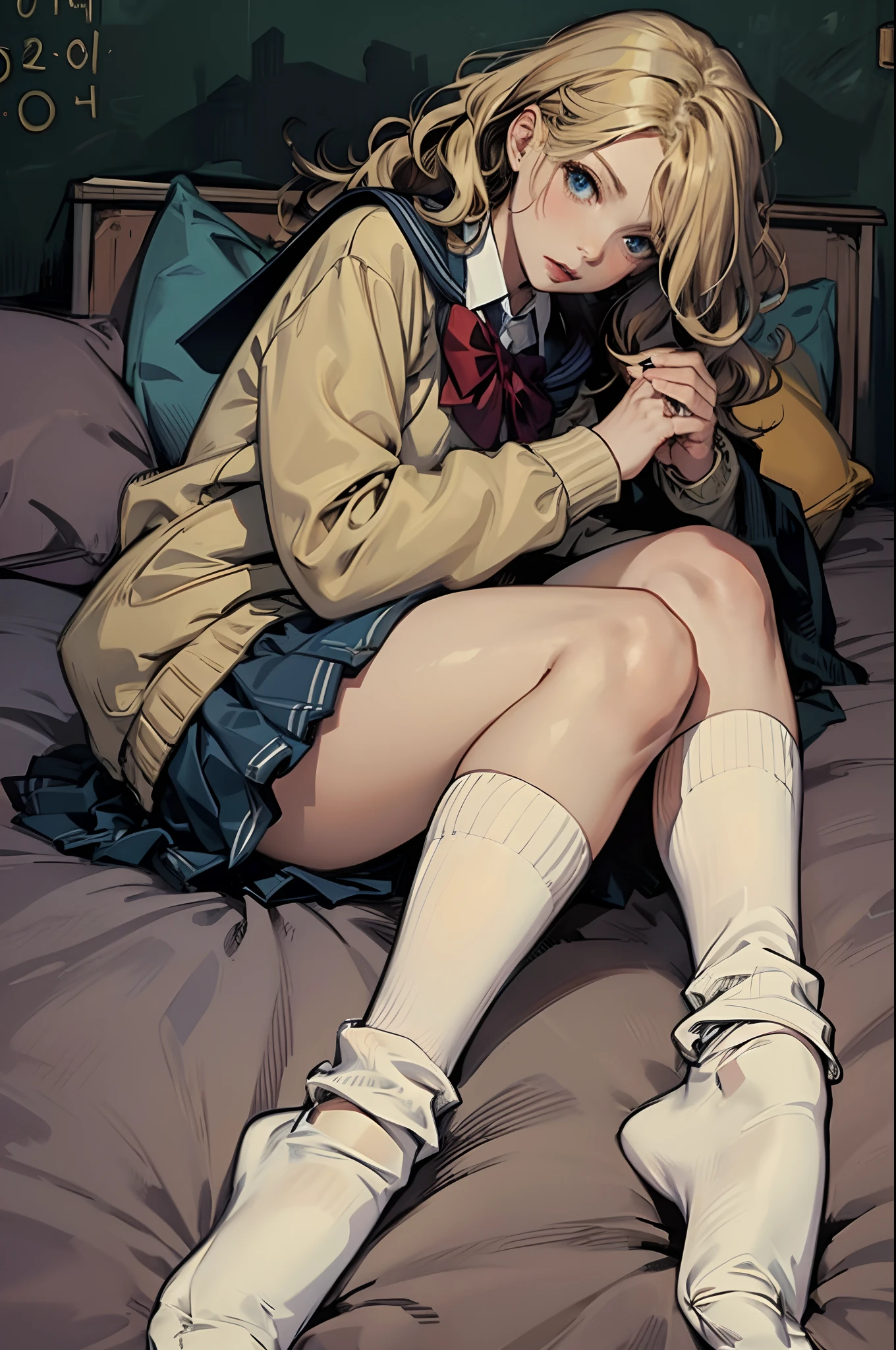 Toga Himiko, office worker, secretary, Fishnets, office attire, Art not Guweiz style, garota anime cyberpunk, Rossdraw, pencil skirt,