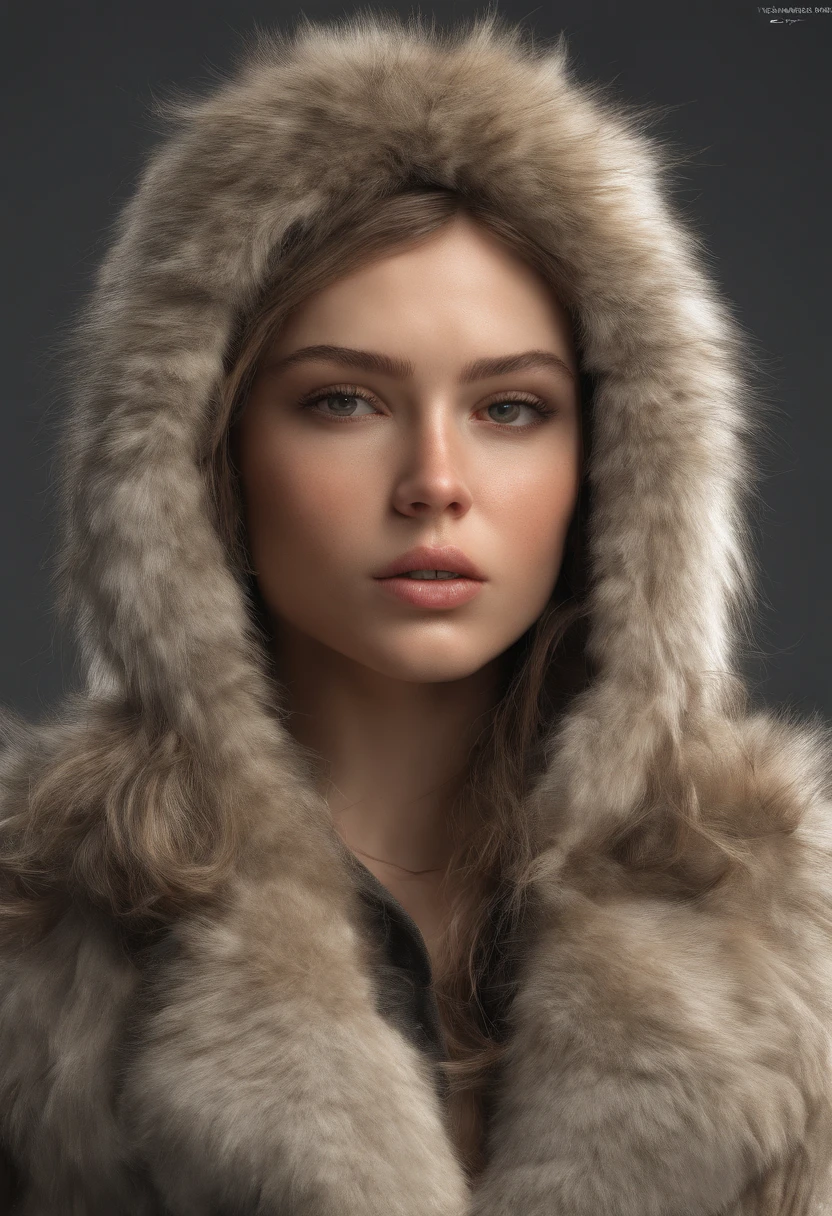 (Masterpiece, best quality, photorealistic:1.4), (1 girl in a fur coat), luxury brand, European girl, Long hair, hot model, highly detailed eyes and pupils, highly detailed fur coat, realistic skin, perfect body, large breasts, cleavage, delicate sexy face, sensual gaze, shiny lips, outdoor, ((realistic, super realistic, realism, realistic detail))