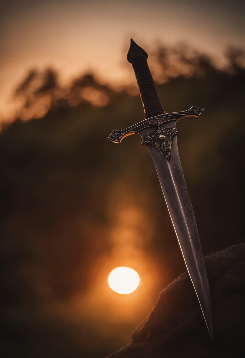 A knight sword in a sunset