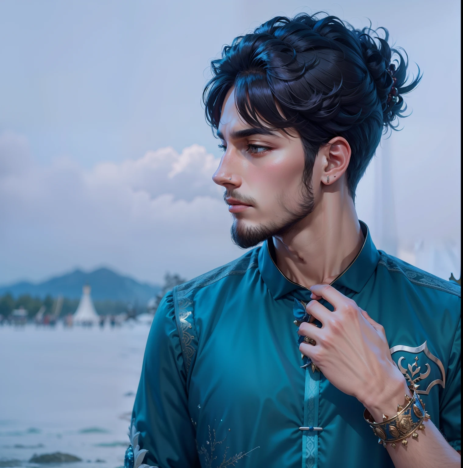 Royal King Dress, Revelry Outfit, Crown in Head, King