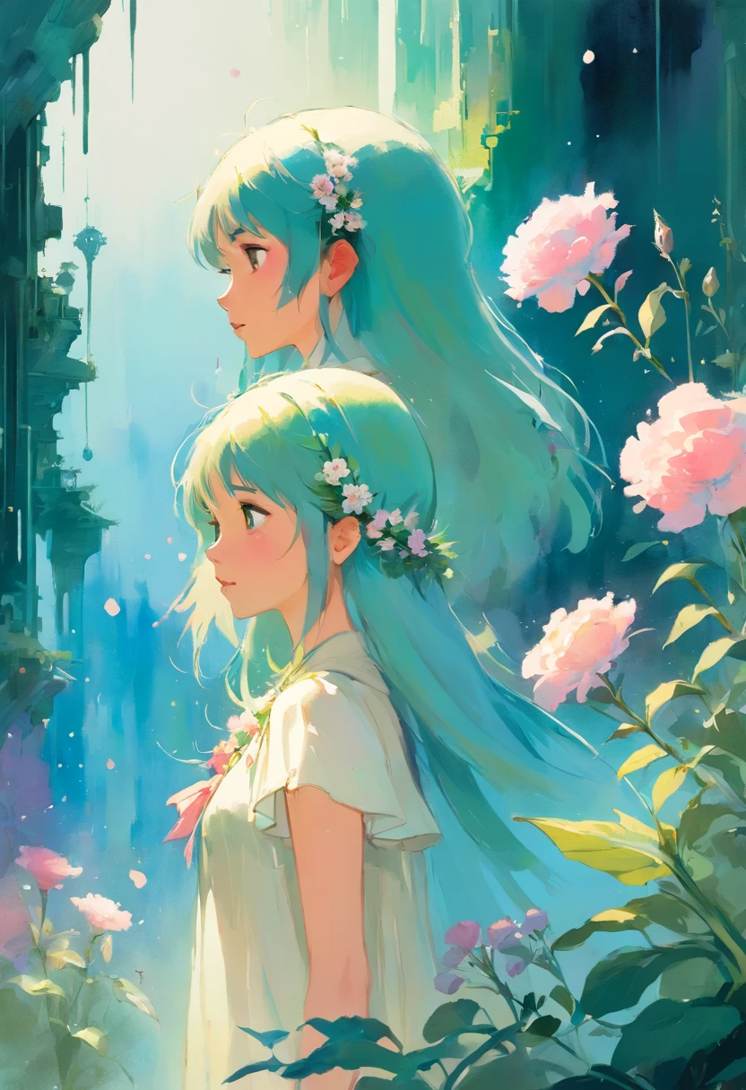 1girls,Blume, Lisianthus ,im Stil von Hellrosa und Hellazurblau, Dreamy and romantic compositions, Pinkish, ethereal foliage, Verspielte Arrangements,Hirngespinst, Hoher Kontrast, Freihandstriche, Explosionen, Overexposure, Purpur- und Rottonabdruck , abstrakt, ((Aquarell von John Berkey und Jeremy Mann )) Pinselstriche, Negativer Raum,