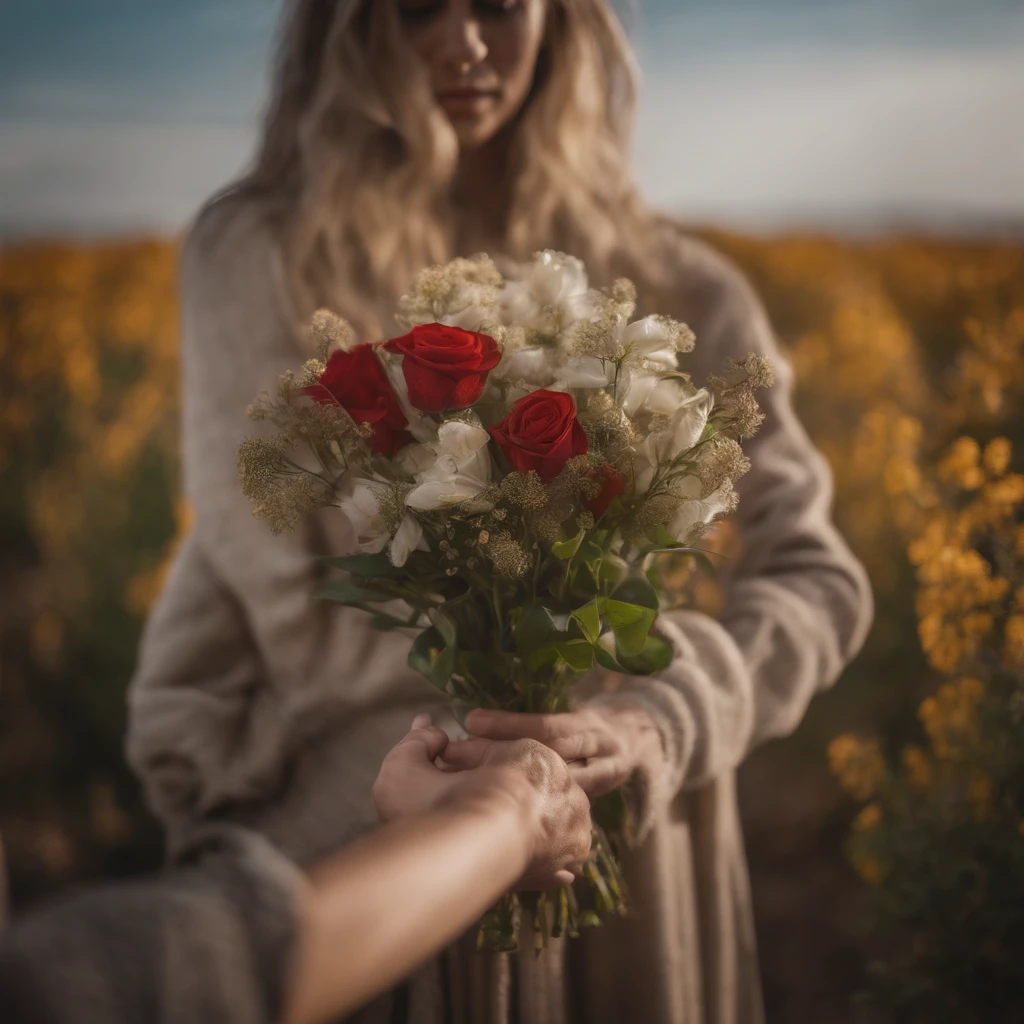 hand holding flowers