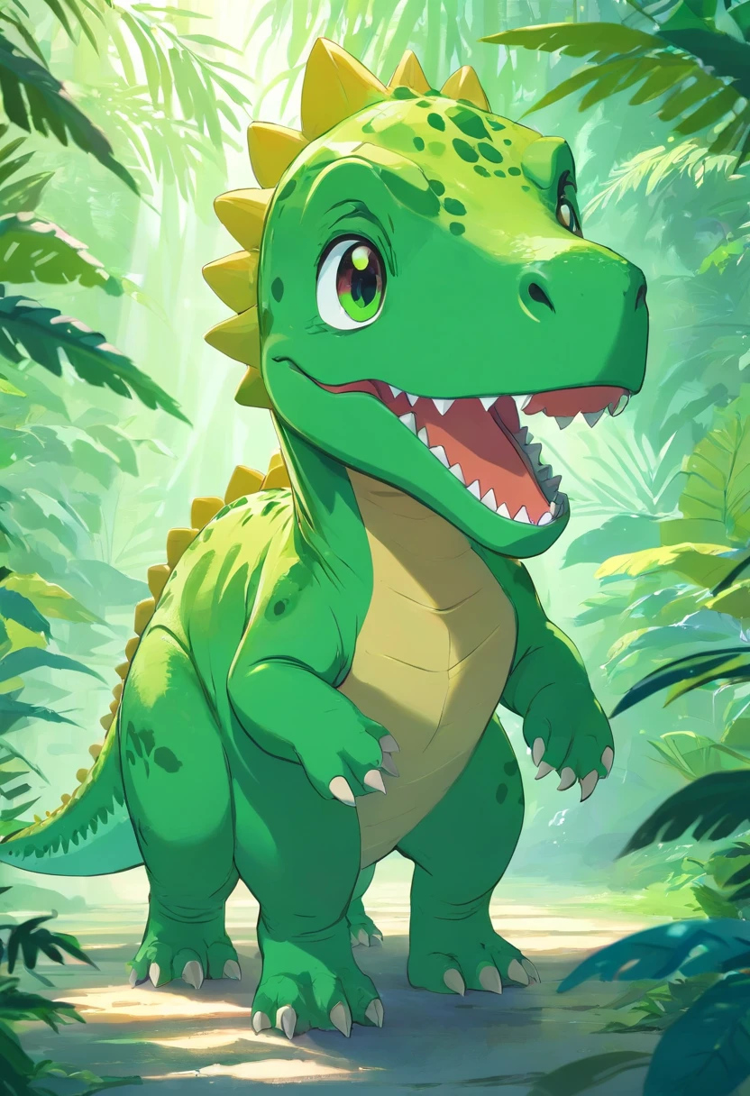 Kawaii happy dinosaur,green color,Small