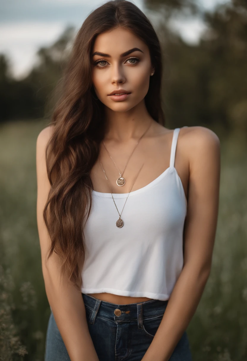 8k, highest quality, ultra details, Euro-American woman, young, realistic, modern days, bohemian style, nature background, peaceful atmosphere, lora_emma