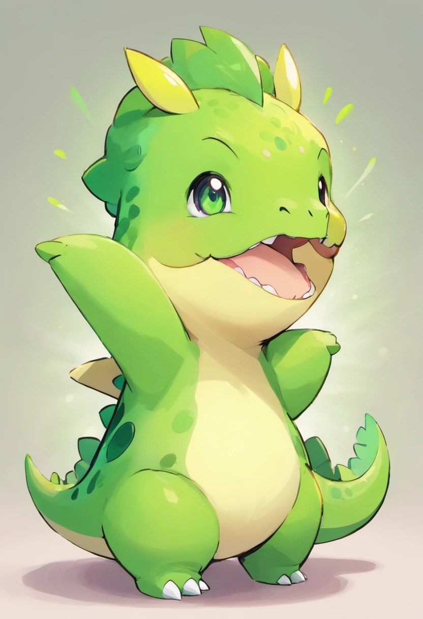 Kawaii happy dinosaur,green color,Babe