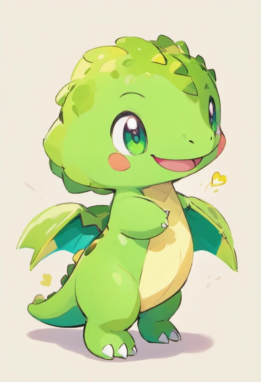 Kawaii happy dinosaur,green color,Babe