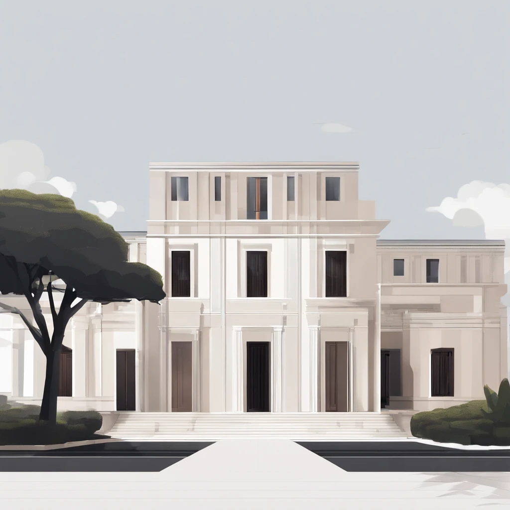 ancient greece buildings with one man in center