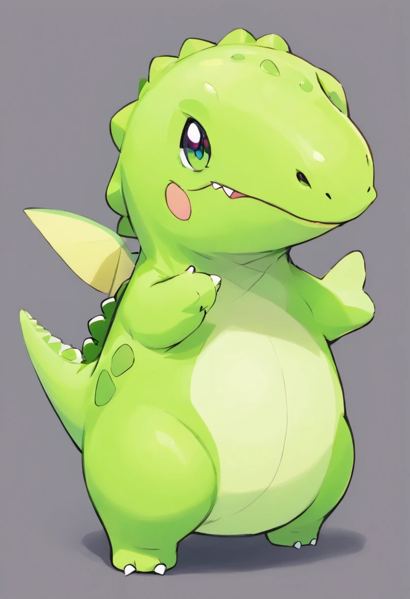 Kawaii happy dinosaur,green color,Babe,full bodyesbian,solid