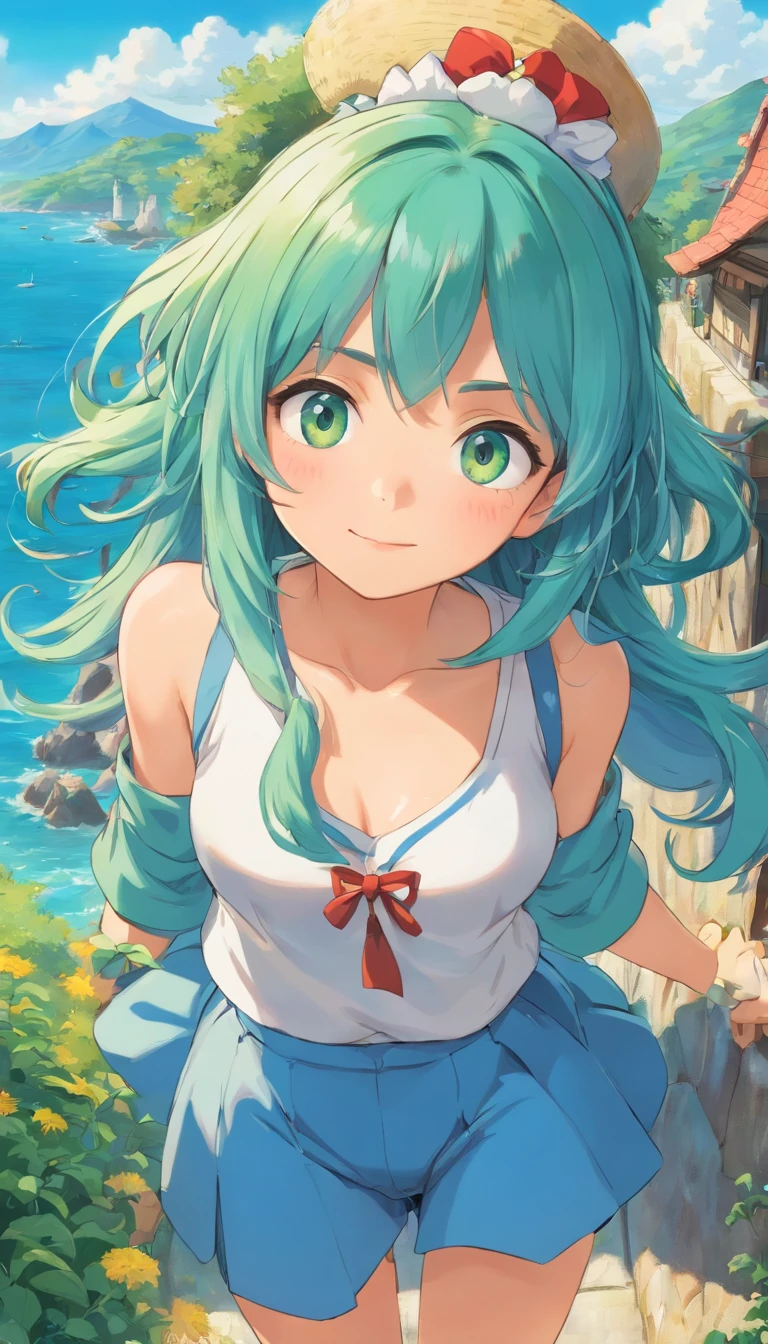 5 girls cute face, 1 mGirl Blue Hair 1Girl Blonde , 1Girl Green Hair 1 Girl Long Black Hair Gorgeous With, bekinis Strand Hut Meer, Sommer, wolken, masterpiece, ccurate, anatomically correct, high details, high quality, highres, best quality, award winning, textured skin, UHD