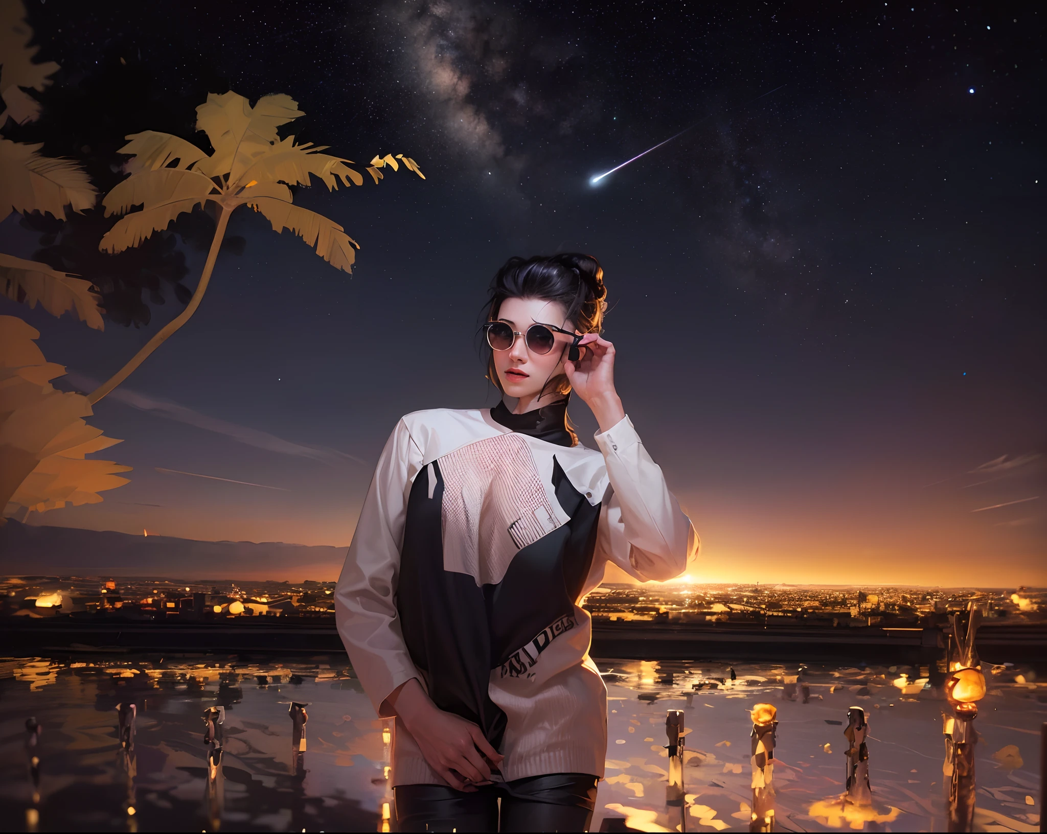 ((Best quality)), ((Masterpiece)), (Detailed), (inspiring), Astronaut DJ mixing music on cosmic dance floor,Old tube amplifiers,stellar, Mushrooms, (Celestial troughs:1.2), (Galactic rhythm:1.1), (Stellar beats:1.1), Pulsating neon lights, Futuristic DJ equipment, (Energetic posture:1.2), (Dynamic composition:1.1), (Medium shot:1.1), wallpaper hd