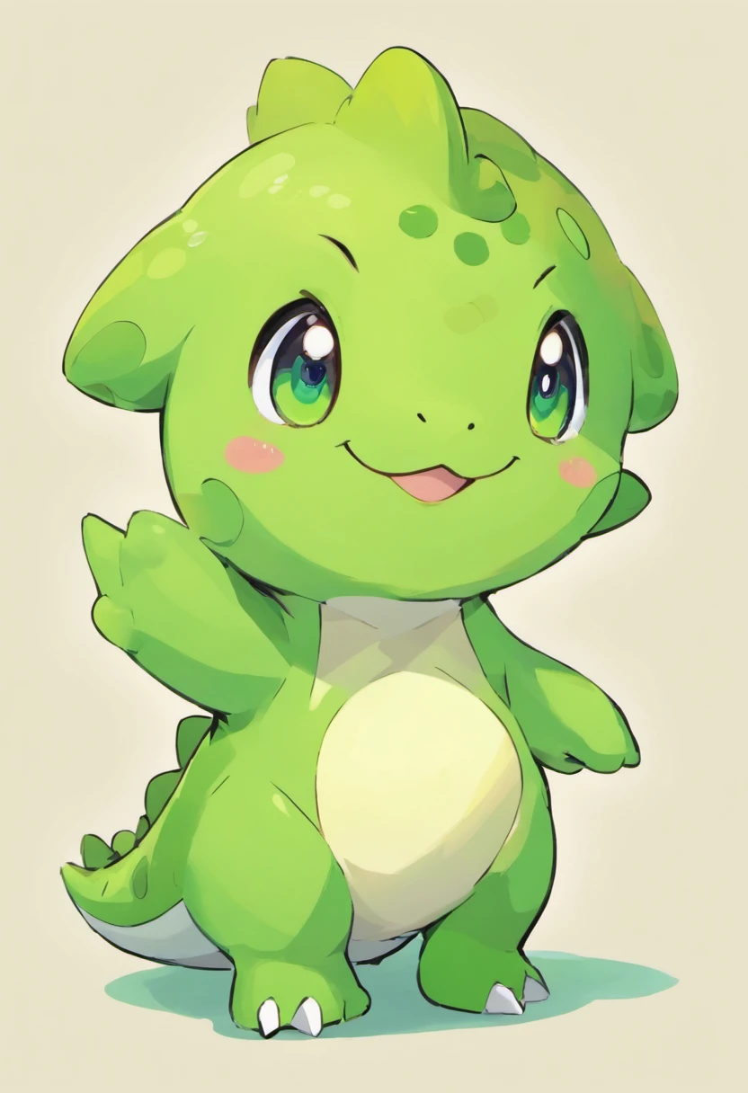 Kawaii happy dinosaur,green color,Babe,full bodyesbian,Solid
