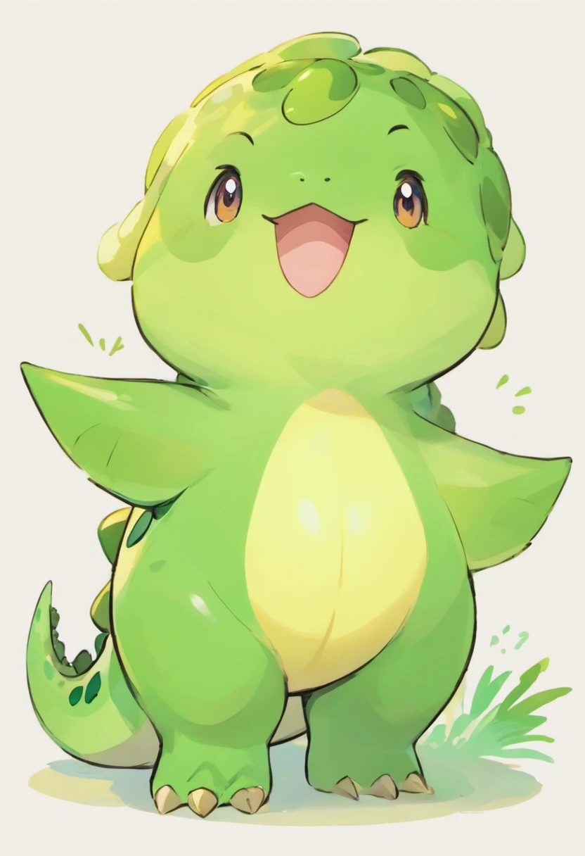 Kawaii happy dinosaur,green color,Babe,full bodyesbian,Solid