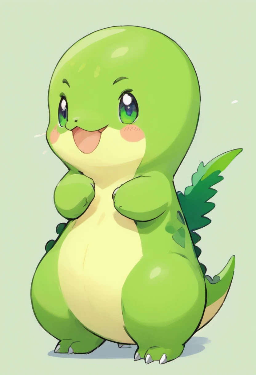 Kawaii happy dinosaur,green color,Babe,full bodyesbian,Solid