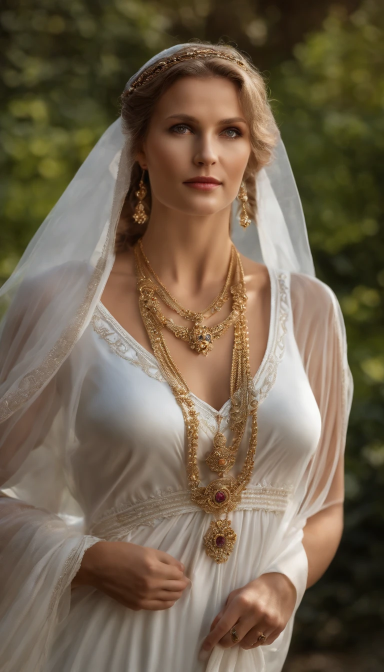 best quality, 8K, Meisterwerk: 1.3), Greek goddess, Griechische Kleidung, Mittelalter, mid large breasts, big hips, schmale Taille, beautiful, glamorous, verlockend, wohlgeformt, kurvig, lange Beine, Hohe Detailgenauigkeit, high sharpness, Fotos mit Tiefgang, detailliertes Gesicht, Detaillierte Augen, kurzes Haar, Large office, charming smile, Stehen Sie am Kolosseum, episch, Mythos, Drama, Halsband-Schmuck, Armbandschmuck, Offen geschnittenes Oberteil