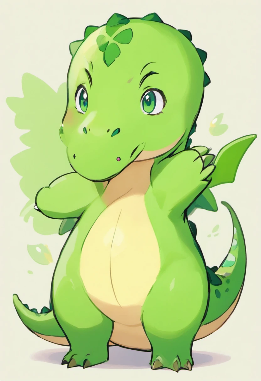 Kawaii happy dinosaur,green color,Babe,full bodyesbian,Solid,Dinosaur mouth