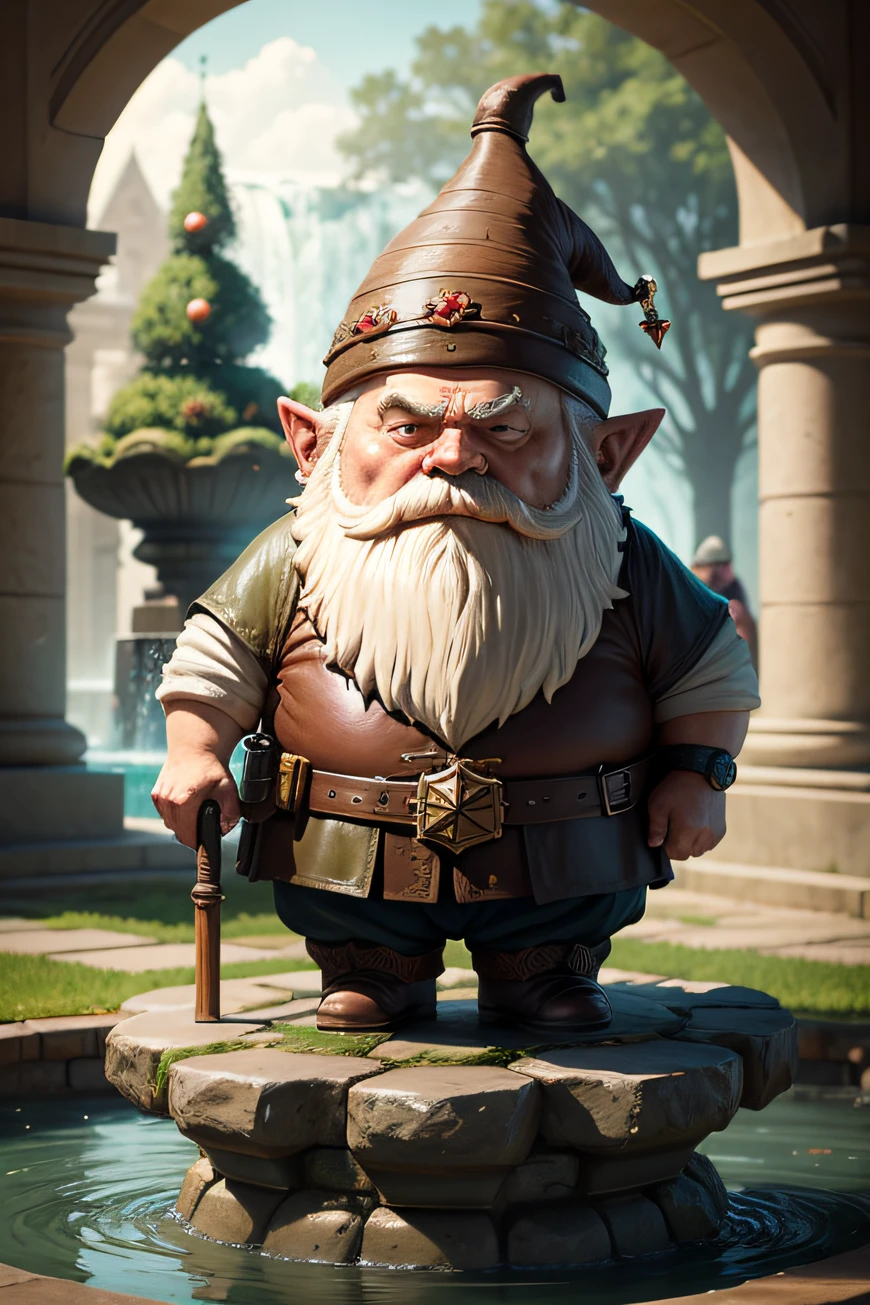 But the fountain was guarded by a grumpy old gnome who tested his resolve with a series of trials.