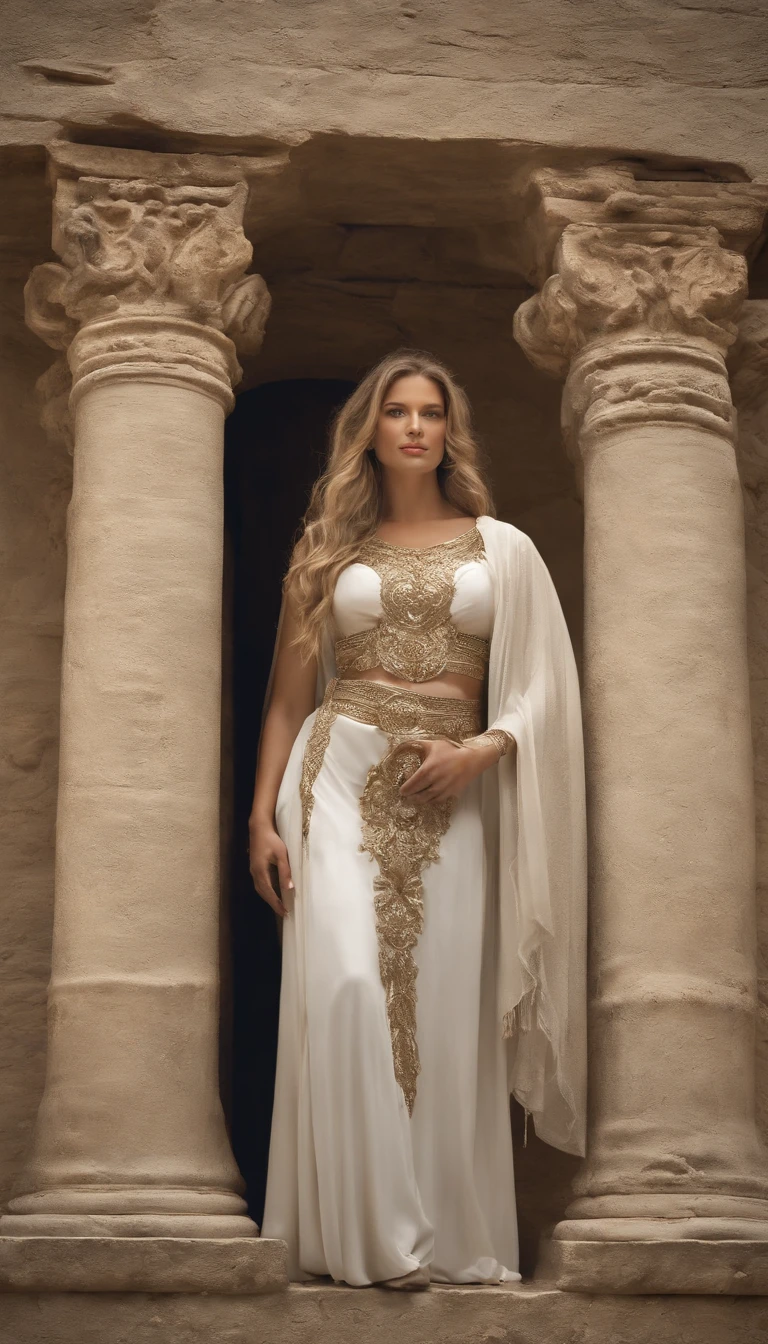 (best quality, 8K, Meisterwerk: 1.3), blonde greek goddesses, Griechische Kleidung, Mittelalter, mid large breasts, big hips, schmale Taille, beautiful, glamorous, verlockend, wohlgeformt, kurvig, lange Beine, Hohe Detailgenauigkeit, high sharpness, Fotos mit Tiefgang, detailliertes Gesicht, Detaillierte Augen, kurzes Haar, Large office, charming smile, in the ancient Roman Colosseum, episch, Mythos, Drama, Halsband-Schmuck, Armbandschmuck, Bluse mit offenem Brustkorb, nipple pocking