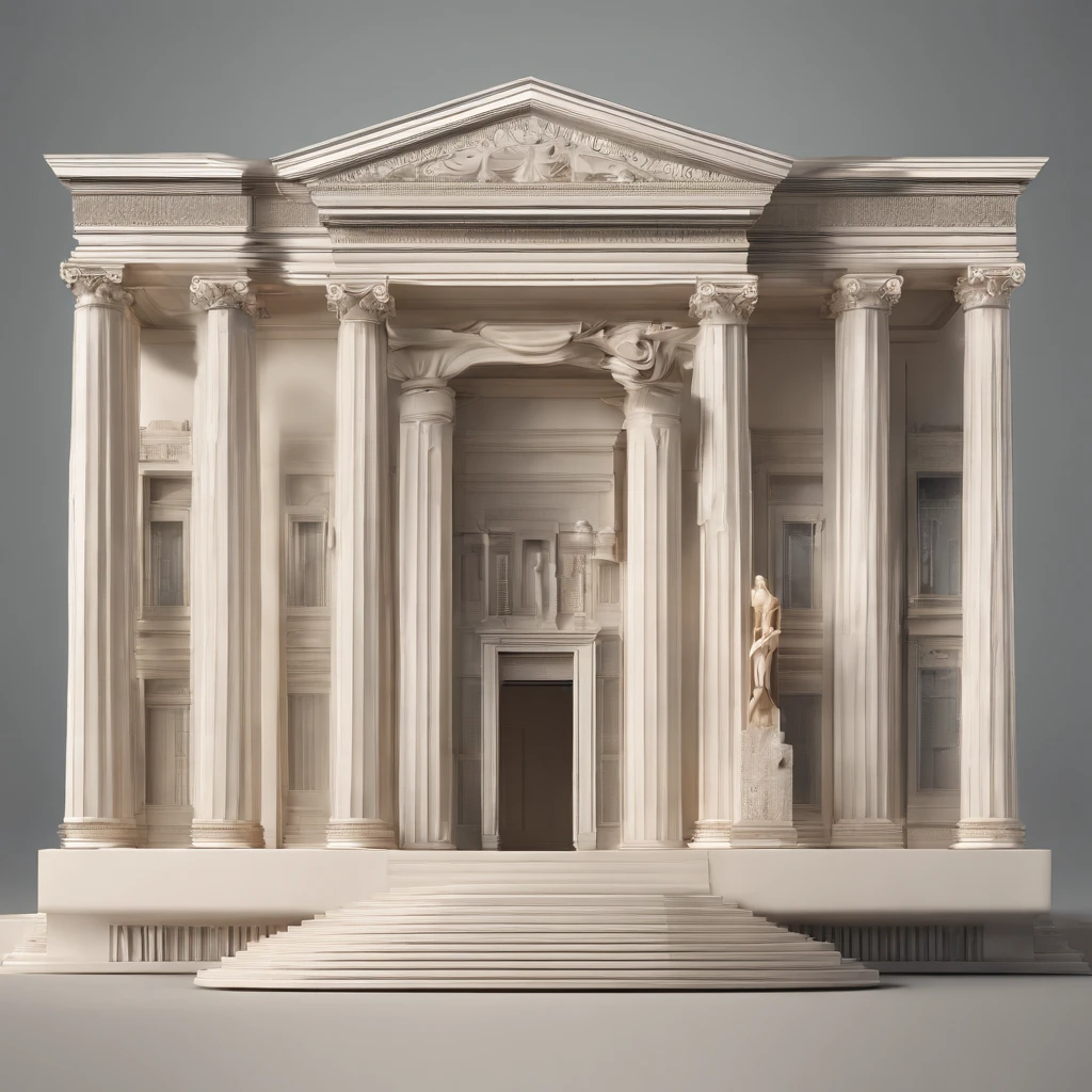 ancient greece buildings with one man in center