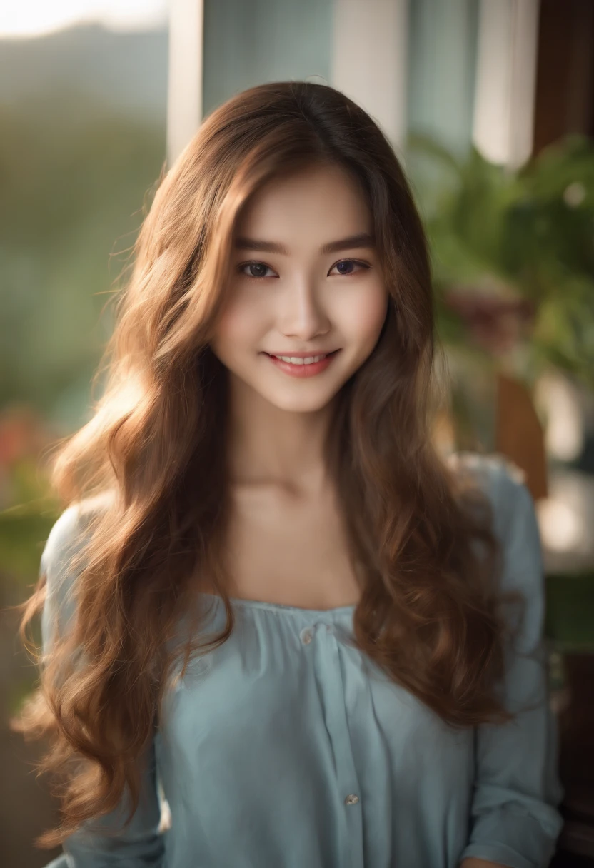 (highres:1.2) , 15 years old girl with long flowing hair, classy sexy dress ,early evening light,girl pulling up her hair,detailed face and expression,endless attention to hair details,soft and natural lighting,subtle bokeh,realistic portrayal of elegant classy sexy dress and accessories,crisp and vibrant colors,seemingly candid and natural pose,immersive and visually captivating setting,serene and dreamy ambiance,Landscape,portrait. glossy pink lips, Chinese teen an smiling eyes, small rounded eyes alluring huge happy smile, complete anatomy, full body