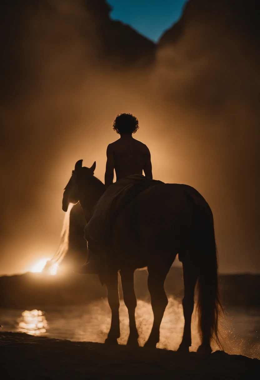 An image of Noah, idoso cansado, em um plano celestial, com uma grande arca ao fundo, They may be in poses that represent their importance in the stories.