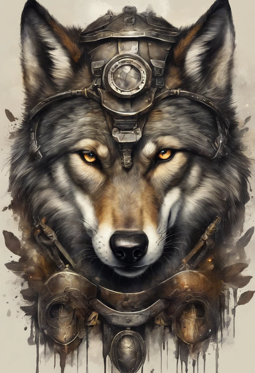 maximum quality, Dramatic lighting, menacing pose, fierce expression, epic atmosphere, (((wolf head shaped helmet))), (((full body shot))),a wolf made out of metal, cyborg, cyberpunk style, clockwork, ((intricate details)), hdr, ((intricate details, hyperdetailed)), incandescent lamps, cinematic shot, vignette, bokeh effect beckground, (canines), (full body shot).