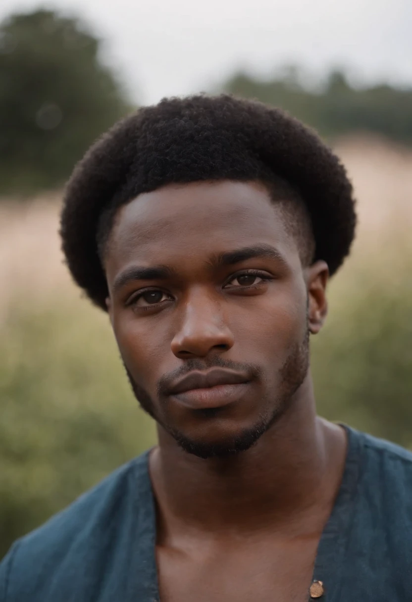 jovem negro de blackpower com uma cara assustada e com maos brancas cobrindo sua boca e olho