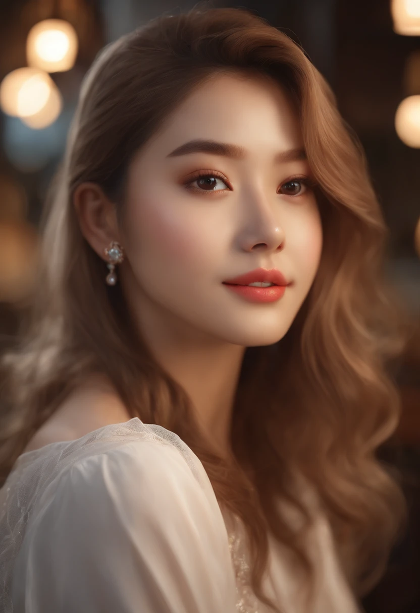 (Realistic, Photorealistic: 1.37), (Masterpiece, Best quality: 1.2), (超高分辨率: 1.2), (RAW photo: 1.2), (Sharp focus: 1.3), (Face focus: 1.2), (Ultra detailed CG unified 8K wallpaper: 1.2), (Beautiful skin: 1.2), (Pale skin: 1.3), (super sharp focus: 1.5), (super sharp focus: 1.5), ( Beautiful pretty face: 1.3), (Super detailed background, detailedbackground: 1.3), Bokeh, Depth of field, Break, A very cute and beautiful photo of a Japanese woman, (1girll:1.3, Solo), (sexy model), Professional attire, (22 years old: 1.1), portrait of a girl with a bright smile, Upper body image, When viewed from the front, the composition is symmetrical, (Studio lighting: 1.3), (电影灯光: 1.3), (Backlight: 1.3), Dim lighting, lighting that covers the whole body, (looking straight at you, standing, Leaning forward:1.5, sexy model pose), Break, (Blonde hair:1.2, thin hair:1.2), Dark brown eyes, Beautiful eyes, Princess Eyes, ((Blonde hair:1.3)), single hair, bangs, hair between eye, Long hair, curby, Abs, Perfect abs, (gigantic cleavage breasts;1.37, big breast:1.37, Big Cleavage:1.37), (Thin waist: 1.15), (detailed beautiful girl: 1.4), (bare shoulders​, Chest squeezed together, View viewer, (A delicate sporty dress:1.3), Solo, parted lip, Red lips, (Shiny skin), Sweat, (Detailed gorgeous hotel entrance background:1.2), (Dishonest laughter, light seductive smile:1.25), ((Perfect female body)), (Upper body image:1.3), frame the head, Perfect anatomy, Perfect proportions, 8 life size, Face focus, Ultra Realistic Photo, Hyper Sharp Image, Hyper Detail Image, centered image,