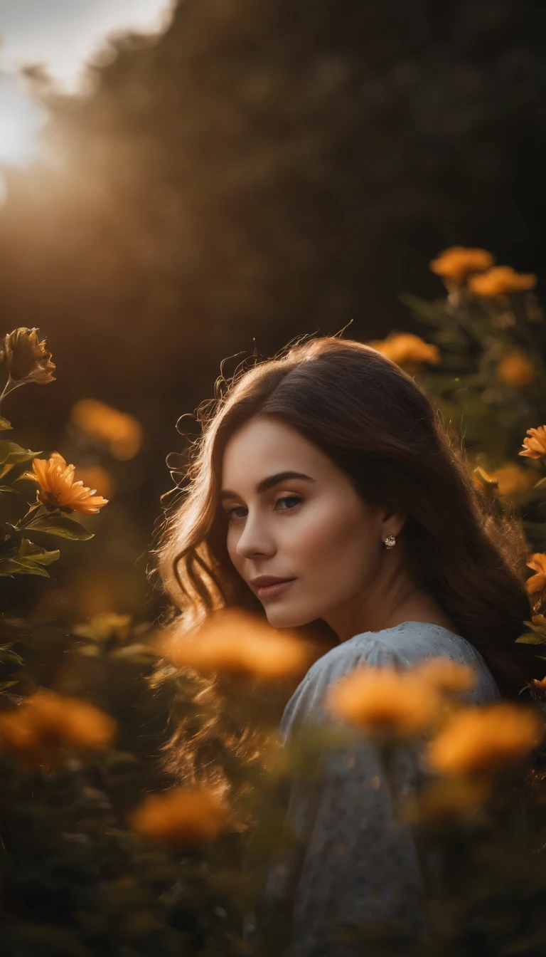 of the highest quality, high_resolution, Distinct_image, Detailed background, girl, flower, garden, Starry sky,