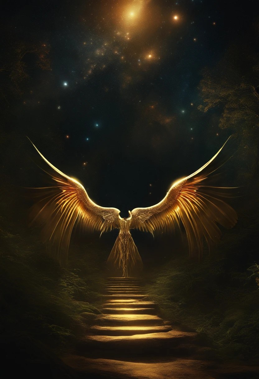 Fallen Angels of the Universe, glowing light eyes, biomechanical, eery, creepy, nightmarish, Very bright colors, light Particle, with light glowing, Musif, Wallpaper Art, UHD Wallpapers