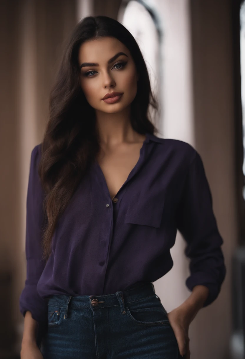 arafed woman sexy clothes, sexy girl with brown eyes, portrait sophie mudd, black hair and large eyes, photo from the back of a young woman, violet myers, without makeup, natural makeup, face with artgram, sexy makeup, stunning big ass shot, sexy ass and back photo , cleavage